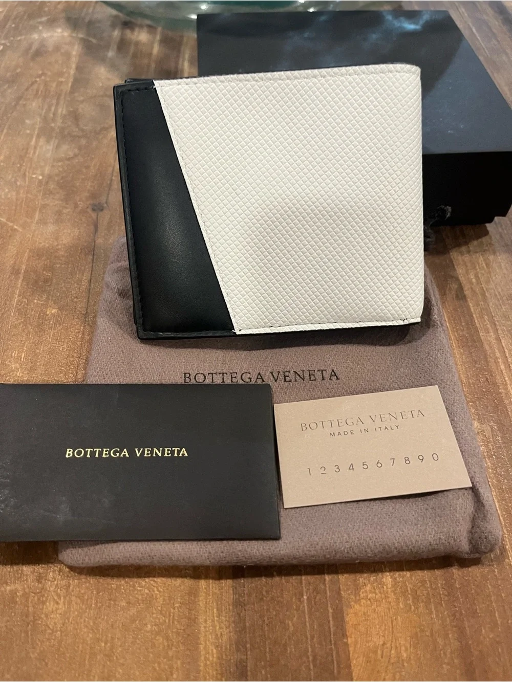 NIB*** Bottega Veneta Logo Embossed Two Tone Bi-fold Wallet